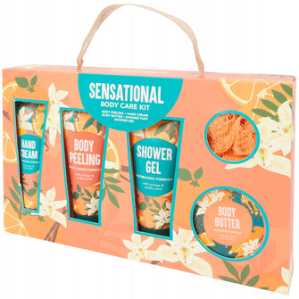 Sensational Body Care Kit Body Peeling Hand Cream Body Butter Shower Puff Shower Gel