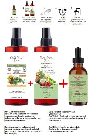 Daily Dream Care Powerful 3-part Miracle Hairset, Rosemary Oil Tonic 250 ml & Superactive Hair Spray Tonic 250 ml & Rosemary Complex Oil 30 ml