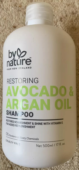 By Nature New Zealand Hair Shampoo Restoring Avocado & Argan Oil Vitamin E 500ml