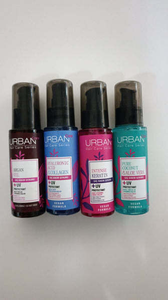 URBAN CARE Argan Oil Hair Care Serum+Hyaluronic&Collagen Hair Care Serum+Intense&Keratin Hair Care Serum+Pure Coconut Aloe Vera Hair Care Serum