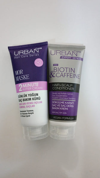 Urban Care Purple Mask Daily Intensive Care Hair Treatment 200 ml+ Biotin&Caffeine Hair Scalp Conditioner 200 ml