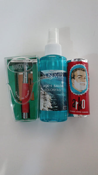 Hangchao Razor Blade +Rose Mix Cologne +Arko Shaving Soap